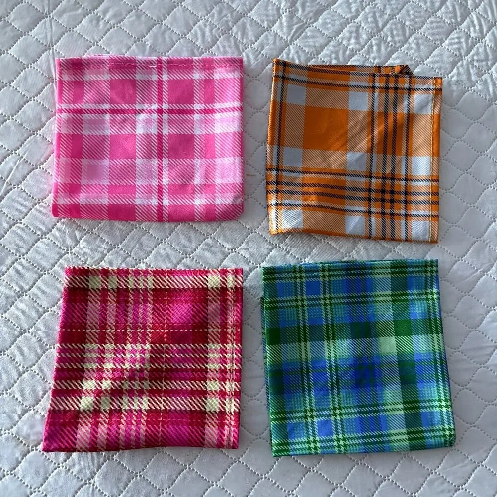 NEW Set of 4 Plaid Dog Triangle Bandana Small Breed Size 18.8 x 13.3 x 13.3 inch